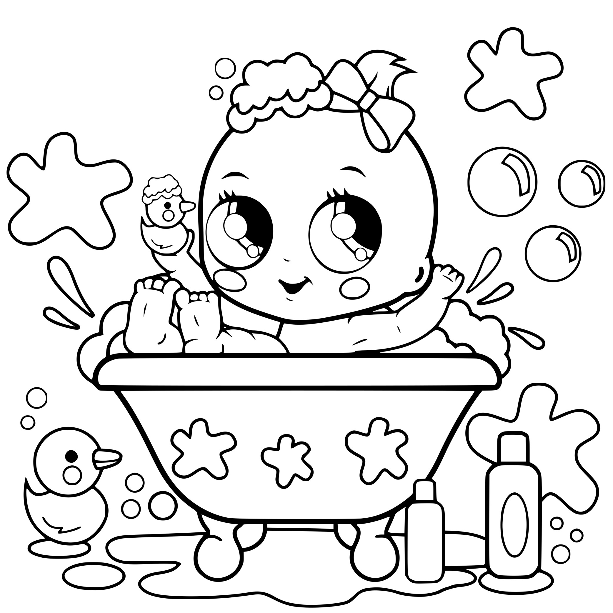 Coloriage Bébé Prend Son Bain - Bébé à imprimer