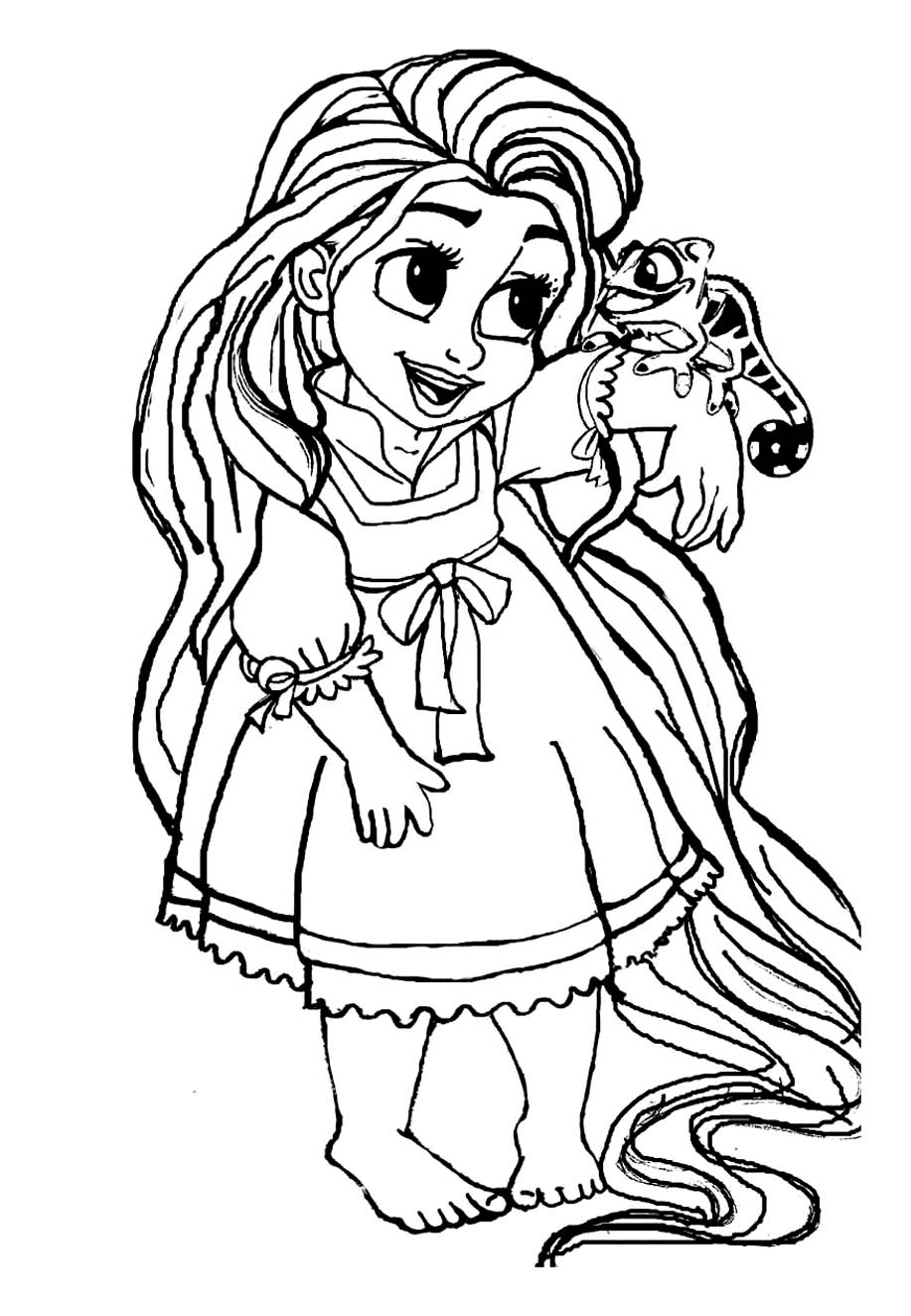 Coloriage Bébé Raiponce - Jeune princesse mignonne - Raiponce à imprimer
