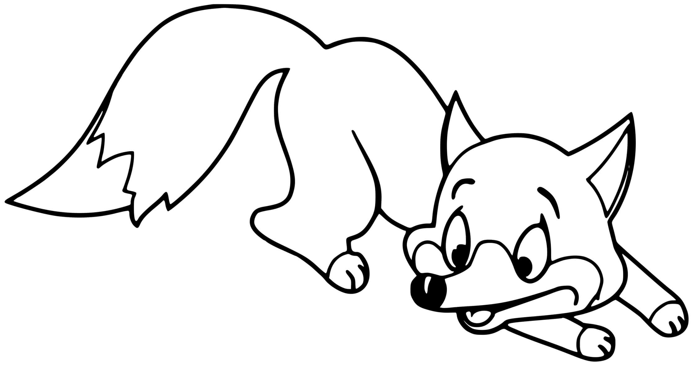 Coloriage Bébé Renard Mignon Facile - Renard à imprimer