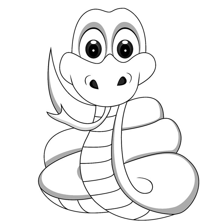 Coloriage Bébé Serpent Animaux - Animaux mignon à imprimer