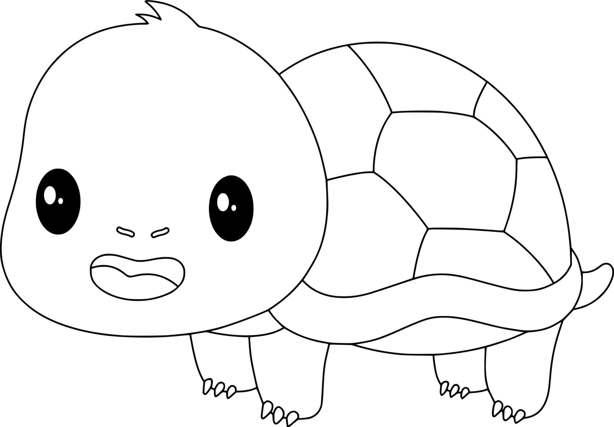 Coloriage Bébé Tortue Kawaii - Tortue à imprimer