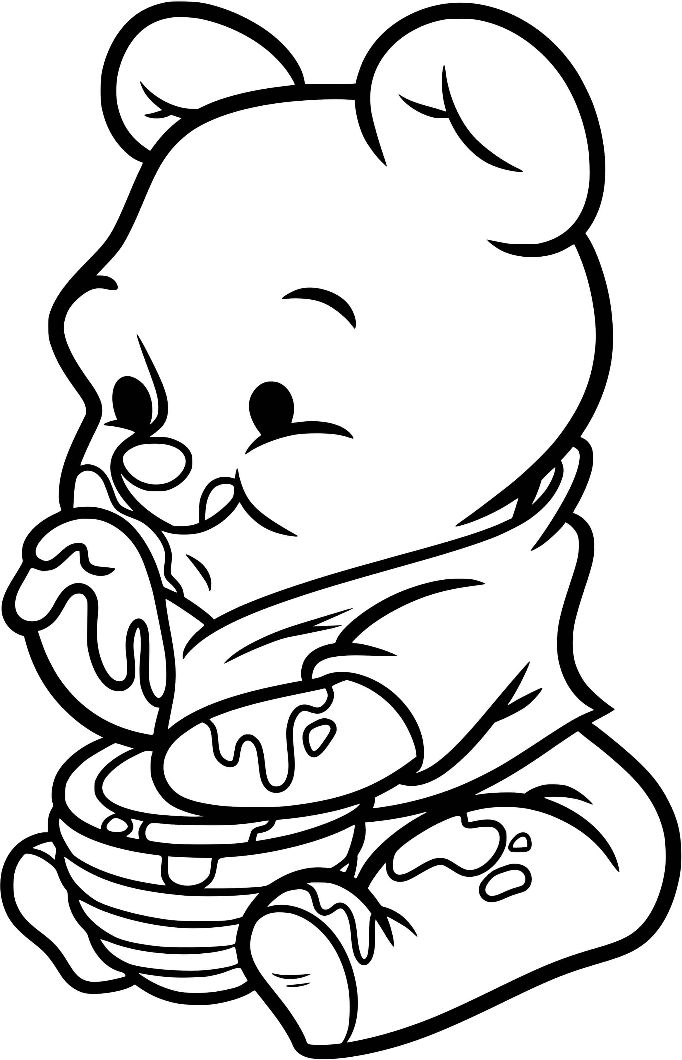 Coloriage Bébé Winnie Lourson Adore Le Miel - Alphabet disney à imprimer
