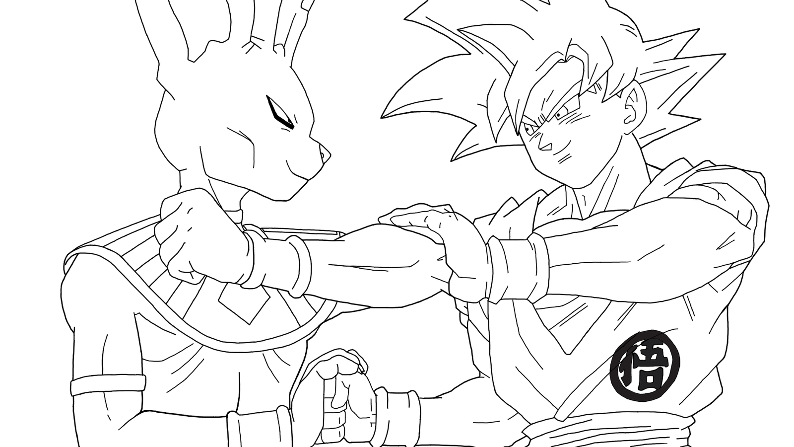 Coloriage Beerus Vs Goku Super Saiyan Gold Dbz - Garçon à imprimer