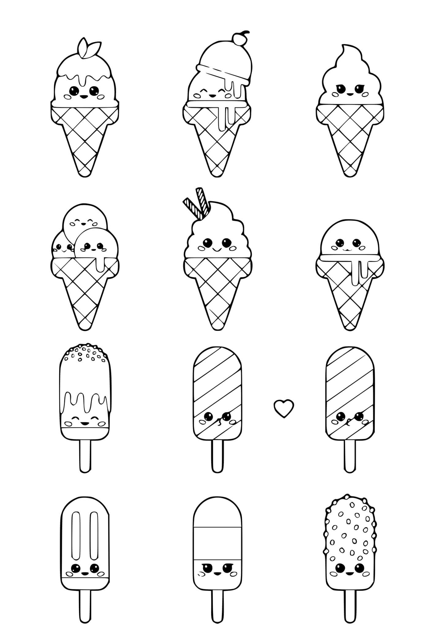 Coloriage Belle Collection De Glace Pour Manger - Glace à imprimer