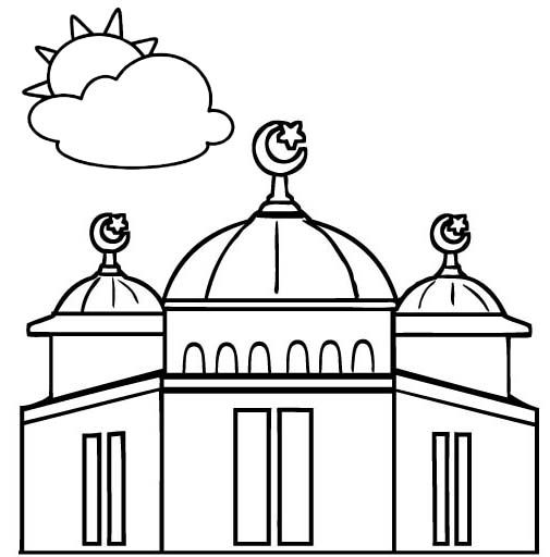 Coloriage Belle Mosque Pour La Priere - Ramadan à imprimer