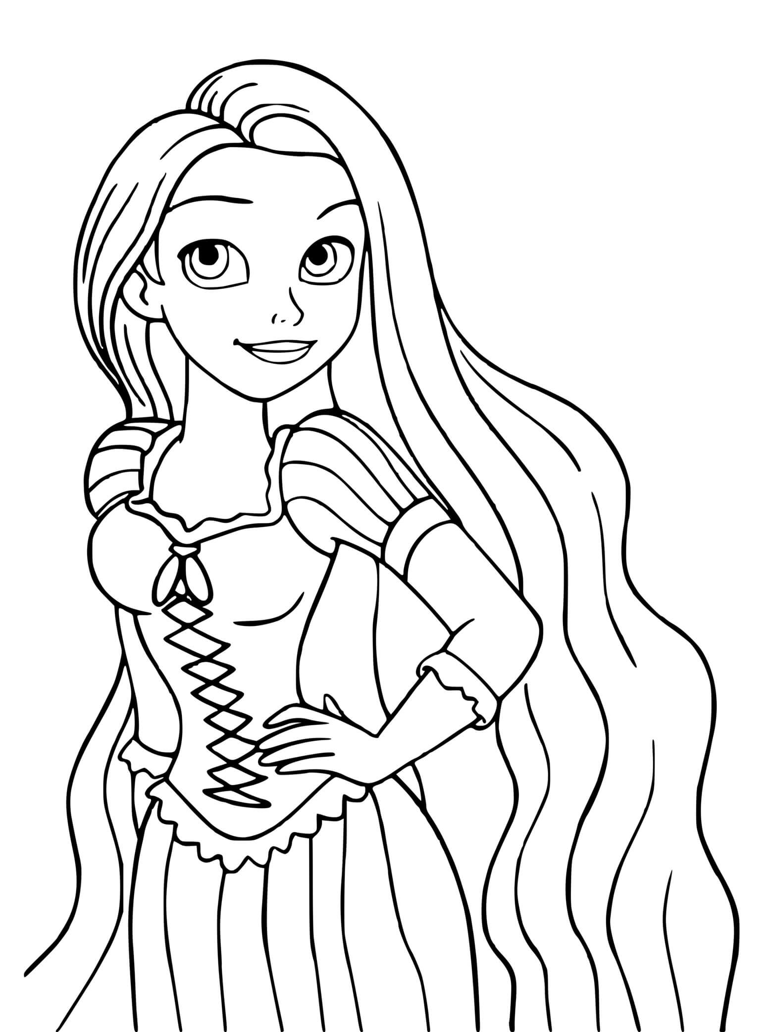 Coloriage Belle Princesse Fille Blonde Raiponce - Raiponce à imprimer