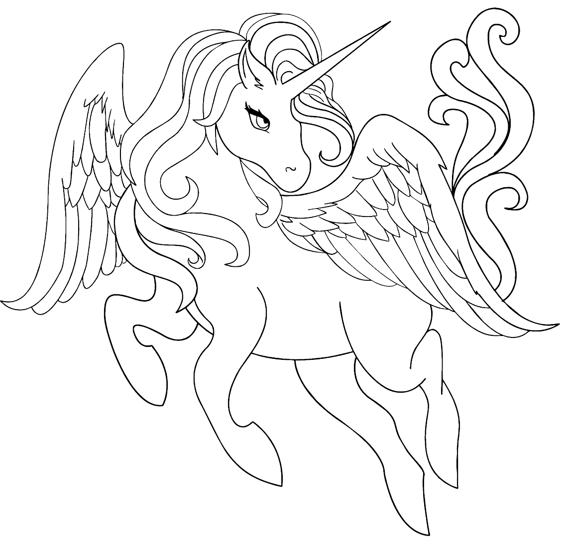 Coloriage Belle Princesse Licorne Avec Des Ailes - Licorne à imprimer