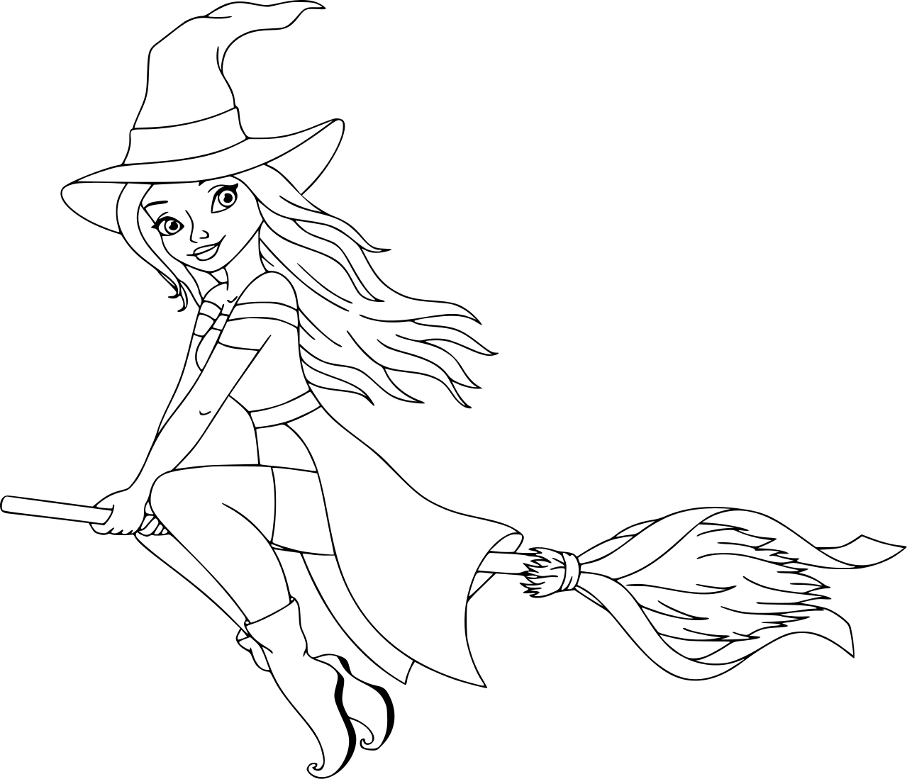Coloriage Belle Sorcière Barbie - Halloween à imprimer