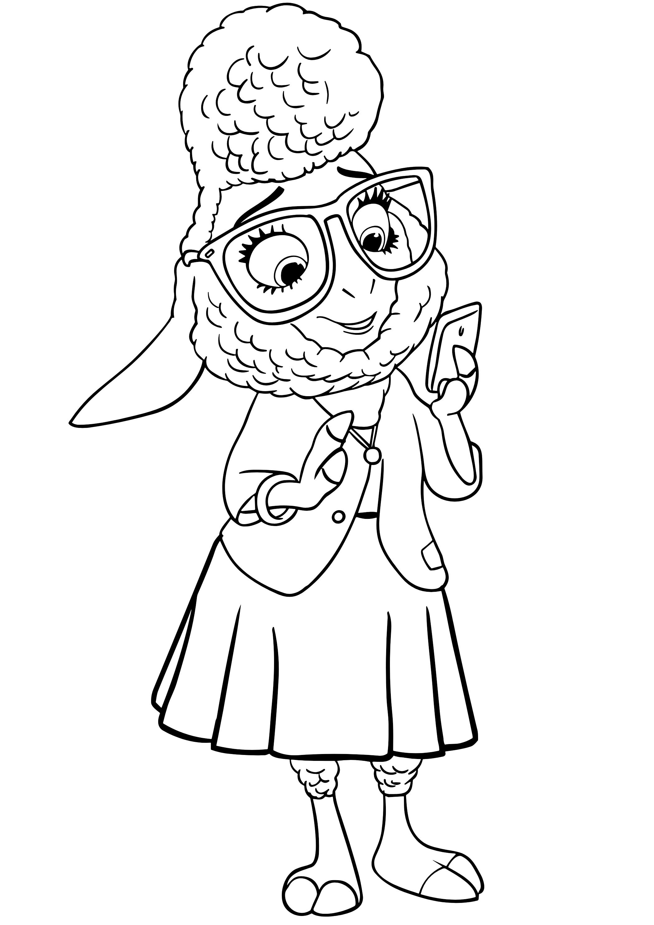 Coloriage Bellwether De Zootopie Avec Smartphone - Zootopie à imprimer