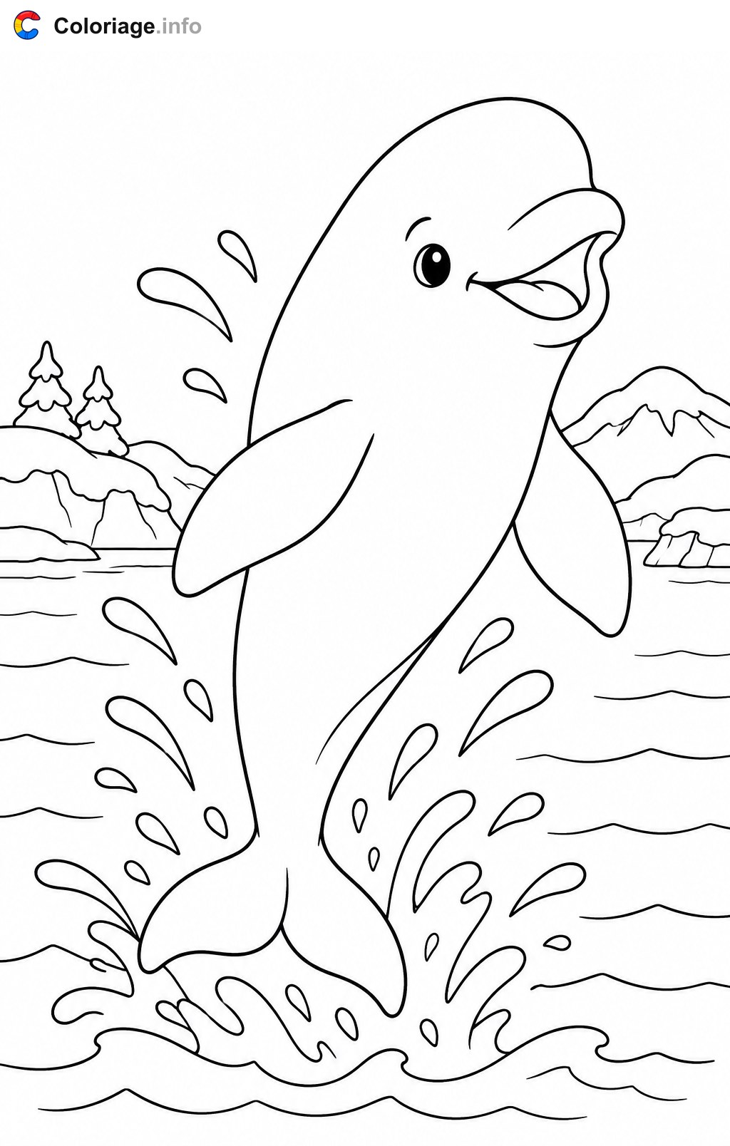 Beluga che salta fuori dall'acqua — Disegno da colorare