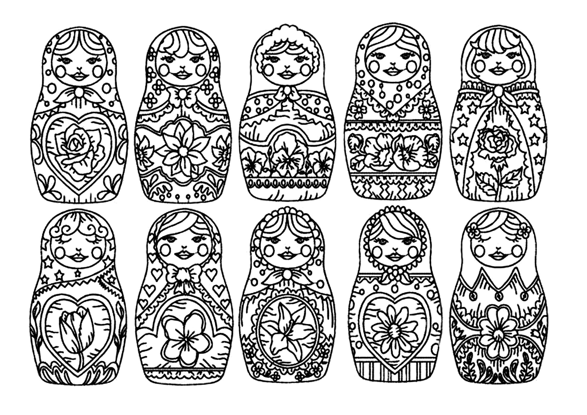 Coloriage Best Matryoshka Dolls Adult Poupée Russe - Poupée russe matriochka à imprimer