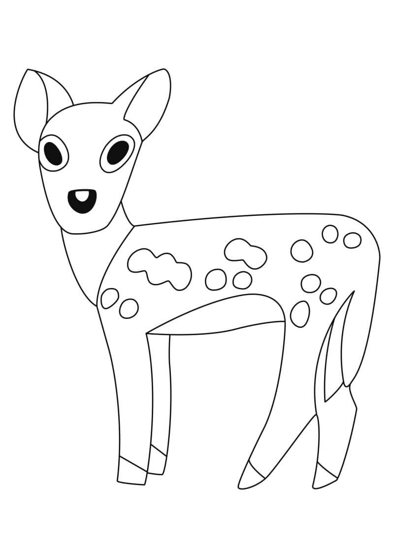 Coloriage Biche Simple Pour Maternelle - Cerf biche faon à imprimer