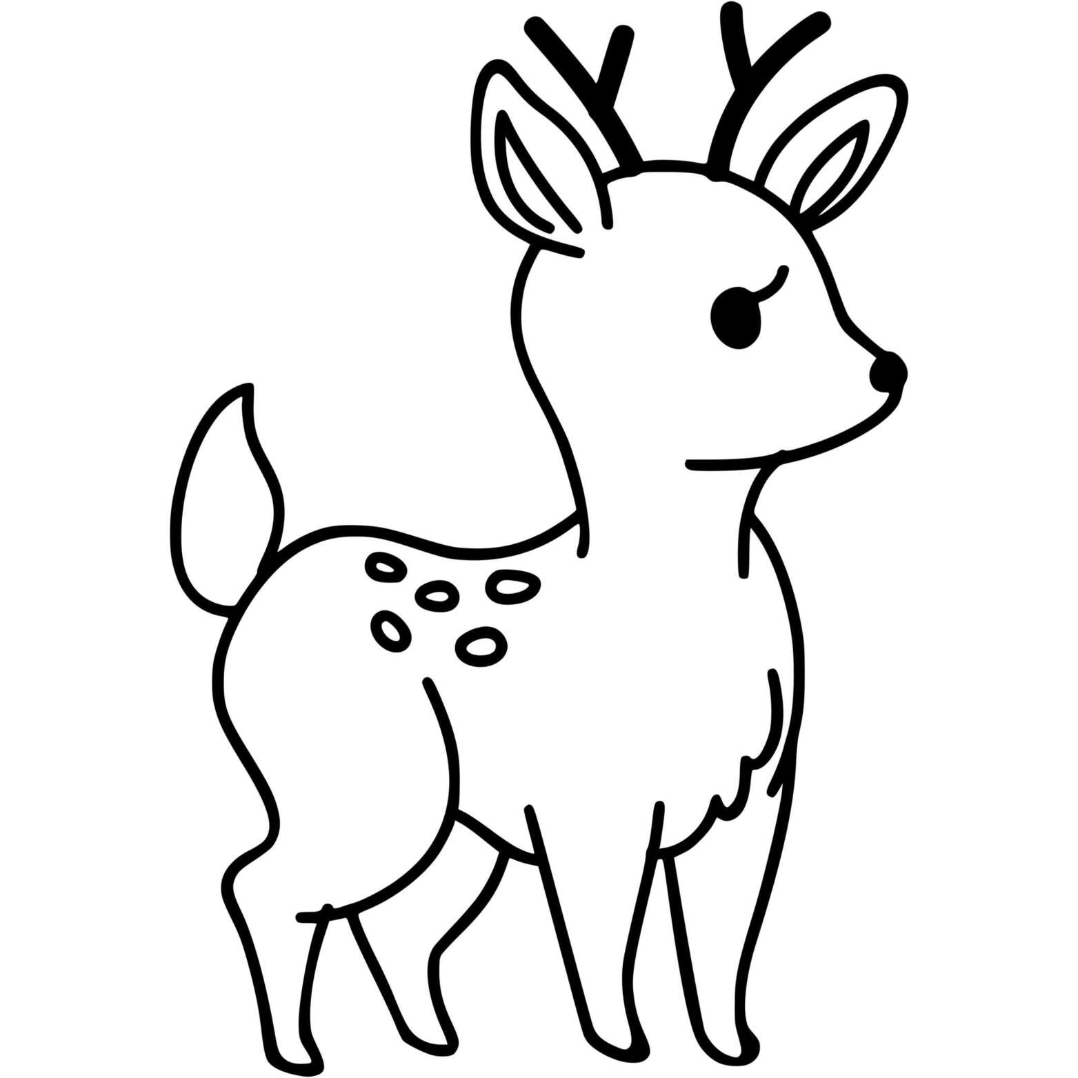 Coloriage Biche Facile - Cerf biche faon à imprimer