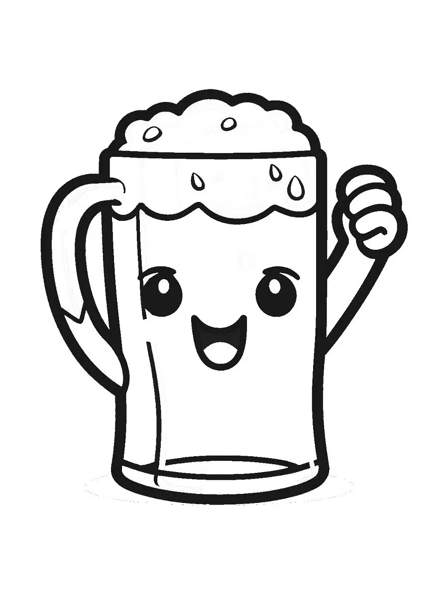 Coloriage Biere Kawaii Nourriture Maternelle - Kawaii nourriture à imprimer