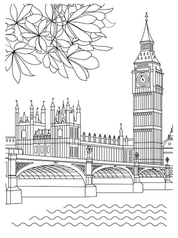 Coloriage Big Ben Elizabeth Tower - Big ben à imprimer