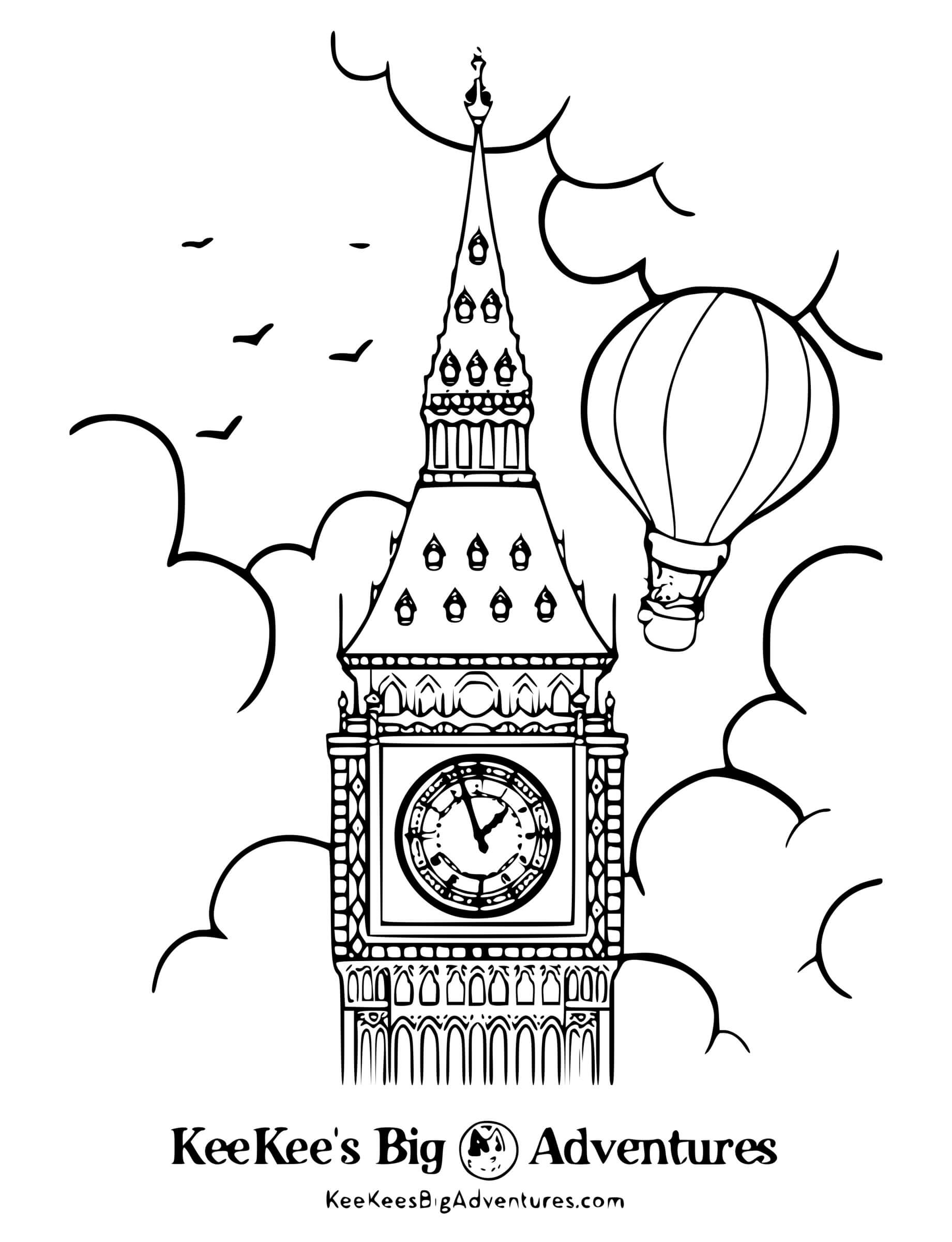 Coloriage Big Ben Horloge Monument Anglais - Big ben à imprimer