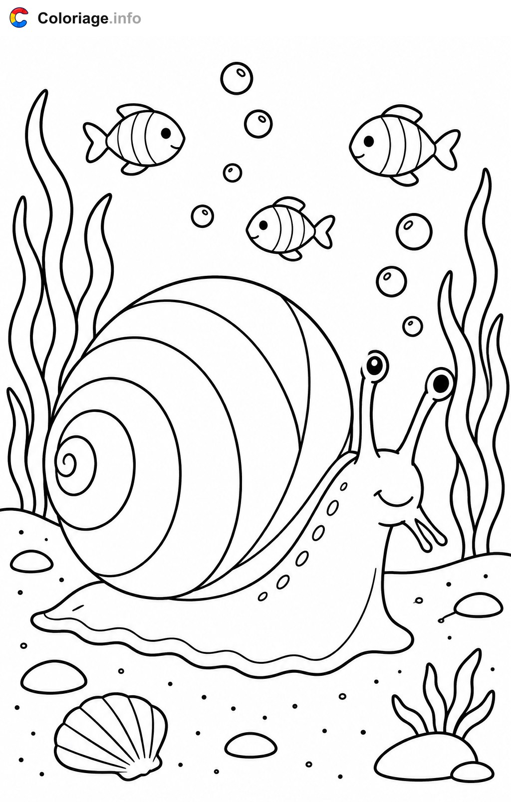 Bigornello sotto il mare da colorare — Disegno da colorare