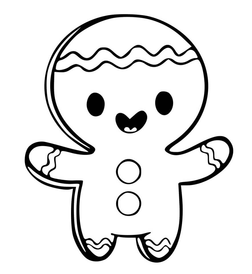 Coloriage Biscuit Bonhomme De Noël En Pain D'épices - Noël à imprimer