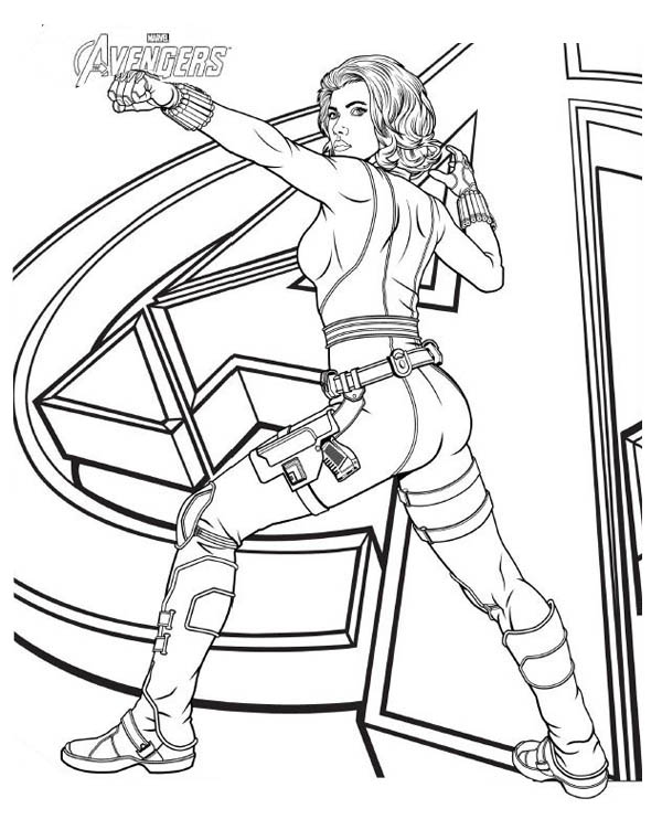 Coloriage Black widow avengers girl power - Black widow à imprimer