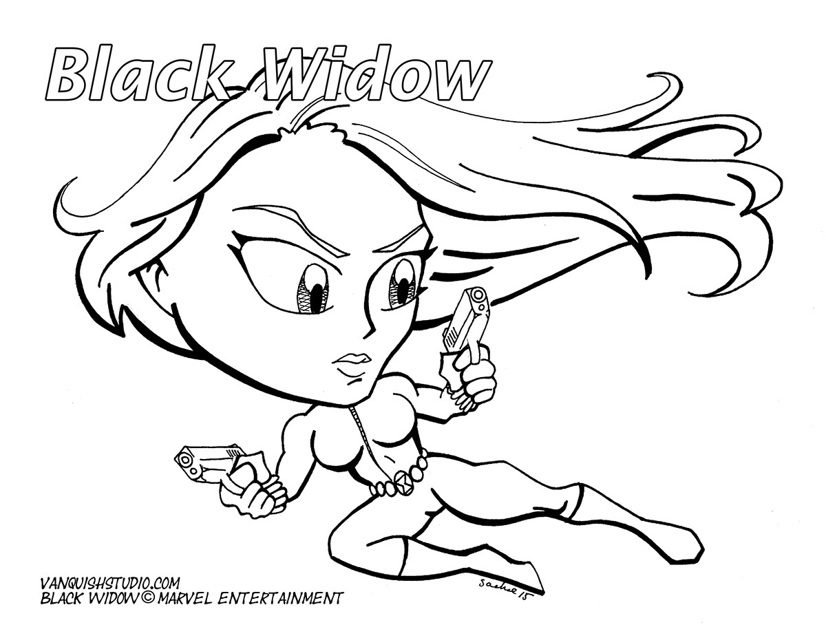 Coloriage Black widow fan draw - Black widow à imprimer