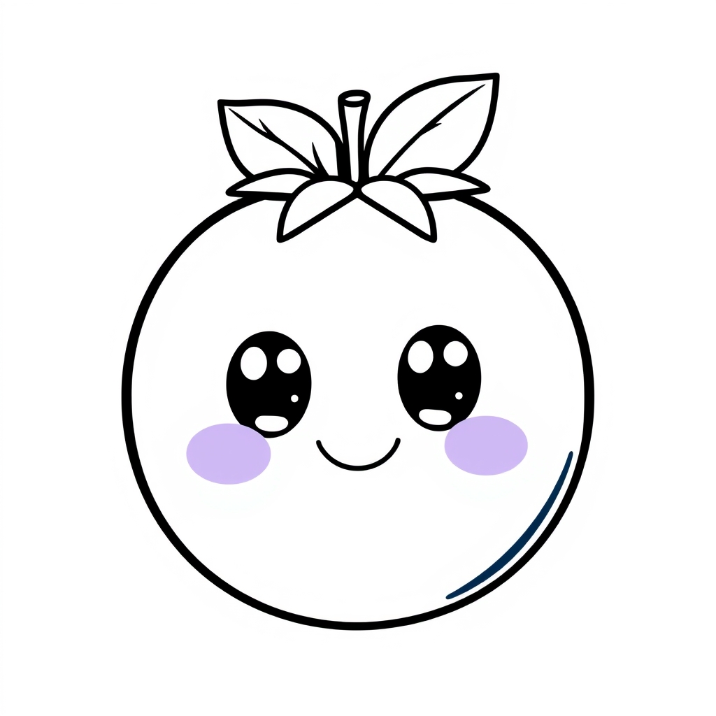 Coloriage Bleuet Fruit Kawaii - Kawaii fruits à imprimer