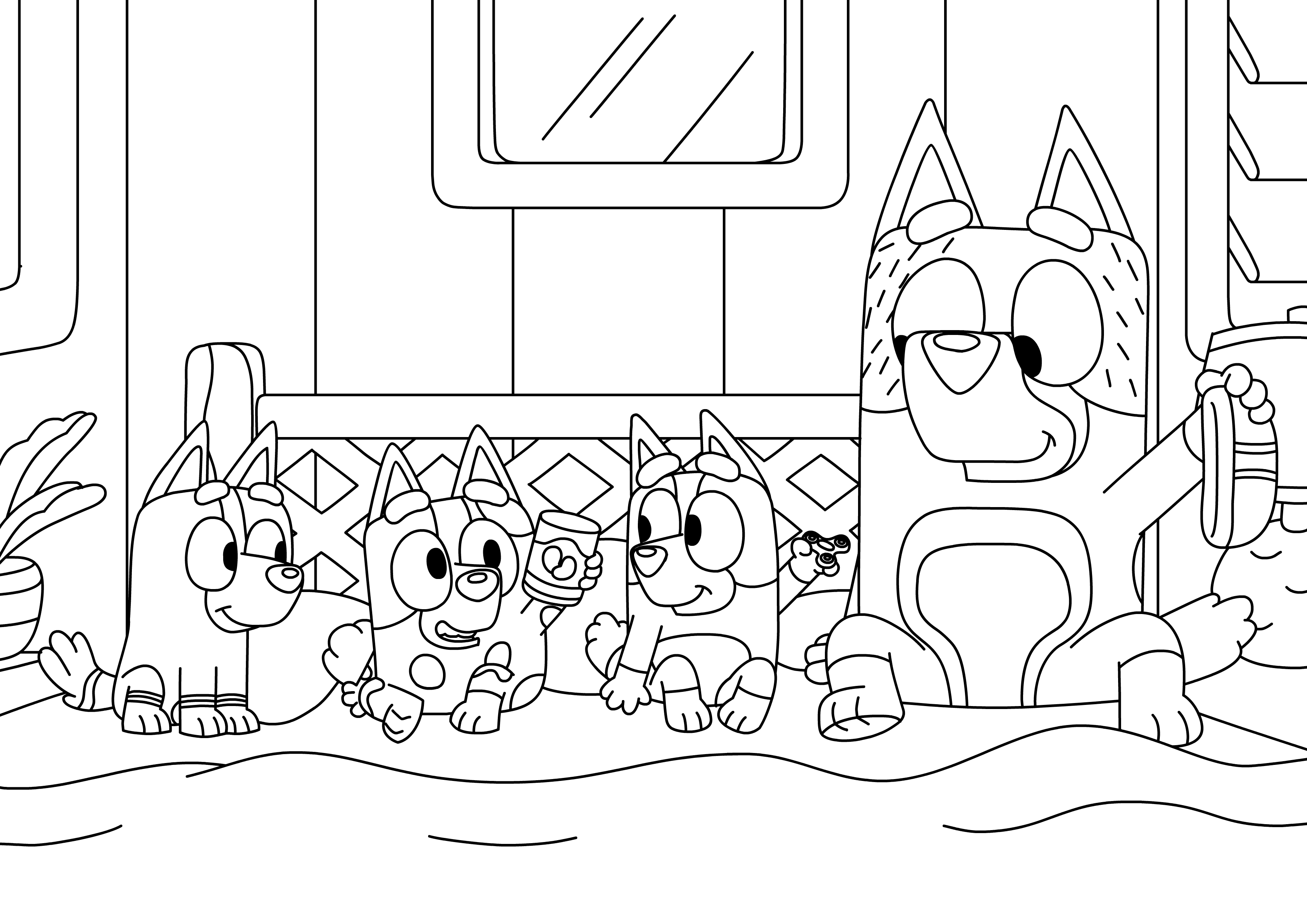 Coloriage Bluey Petits Chiots - Bluey à imprimer