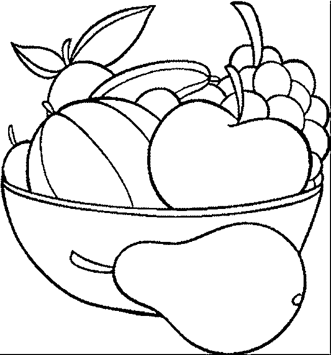 Coloriage Bol De Delicieux Fruits - Fruits à imprimer