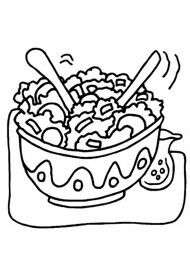 Coloriage Bol De Salade Et Légumes - Salade à imprimer