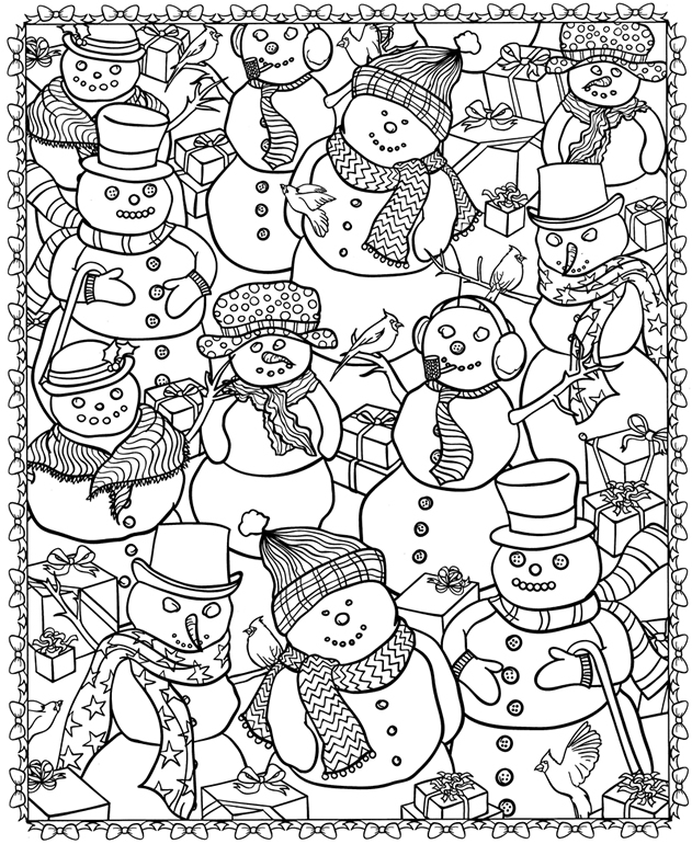 Coloriage Bonhomme De Neige Adulte Noël - Noël adulte à imprimer