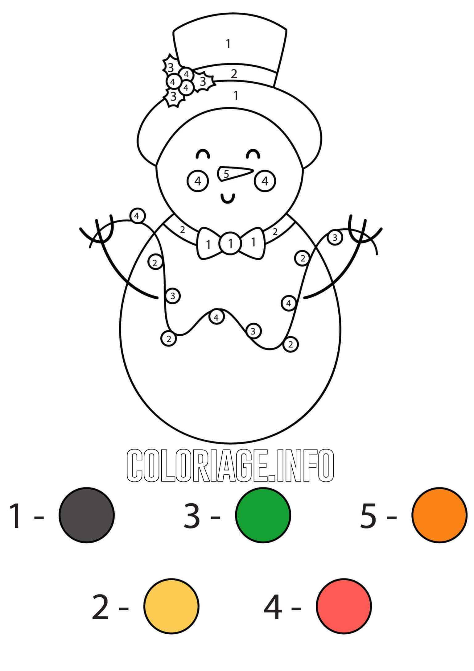 Coloriage Bonhomme De Neige Avec Des Lumières De Noël Dessin Par Numéro - Magique noel à imprimer