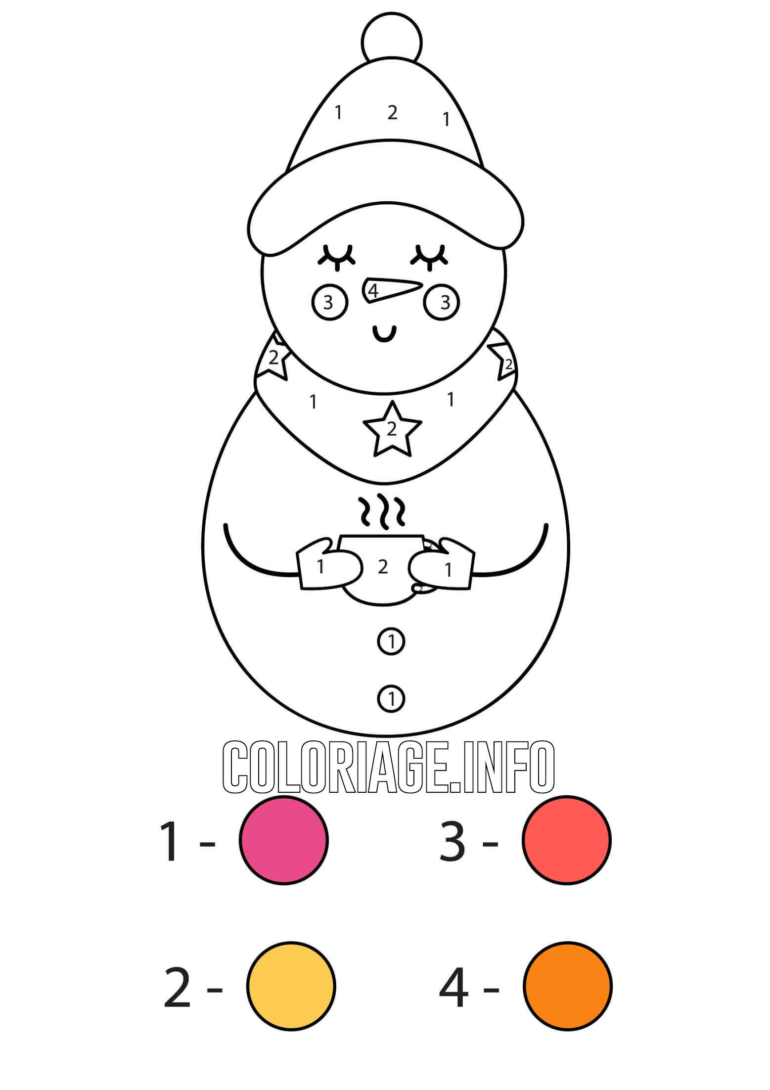 Coloriage Bonhomme De Neige Avec Un Chocolat Chaud Pour Se Rechauffer Magique Noël - Magique noel à imprimer