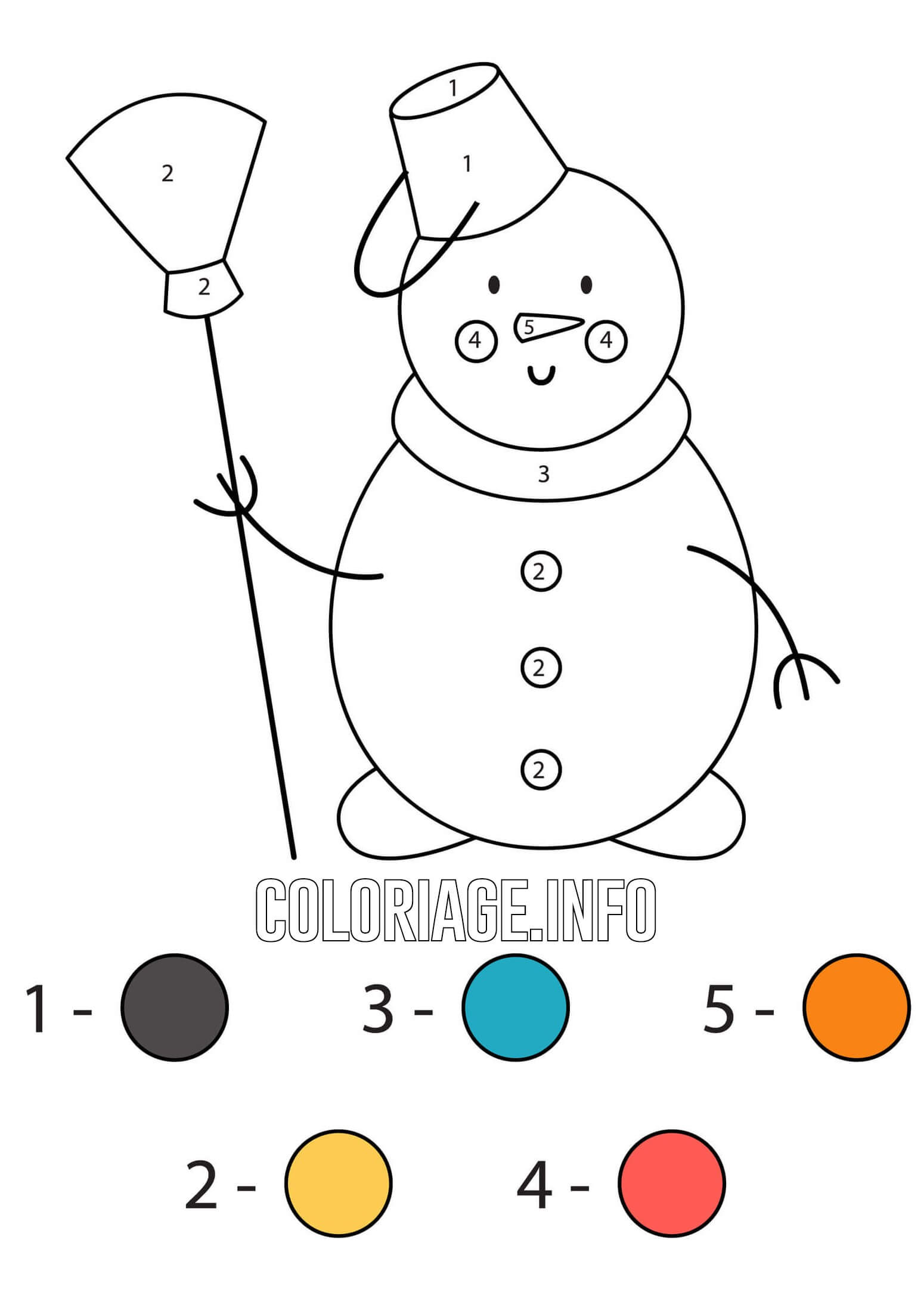 Coloriage Bonhomme De Neige Avec Un Rateau Magique Noël - Magique noel à imprimer