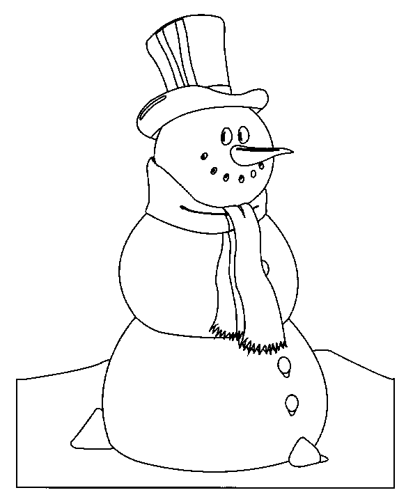 Coloriage Bonhomme De Neige Chapeau - Noël à imprimer