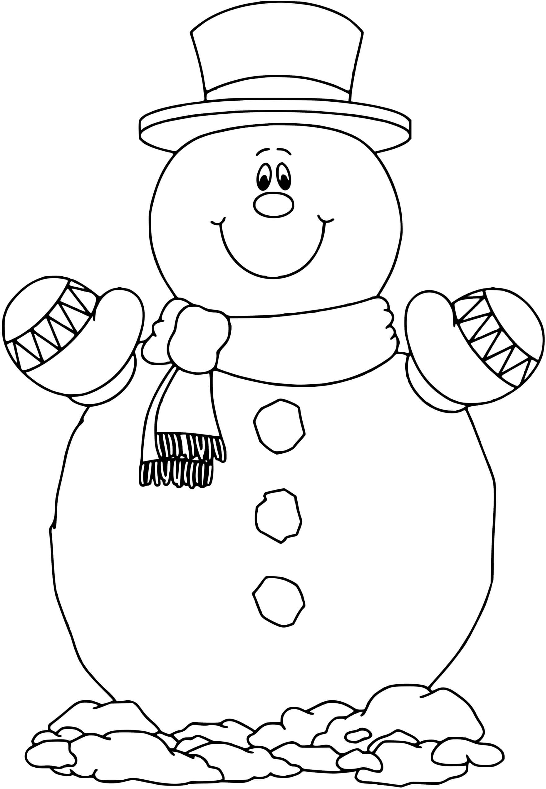 Coloriage Bonhomme De Neige Classique - Bonhomme de neige à imprimer