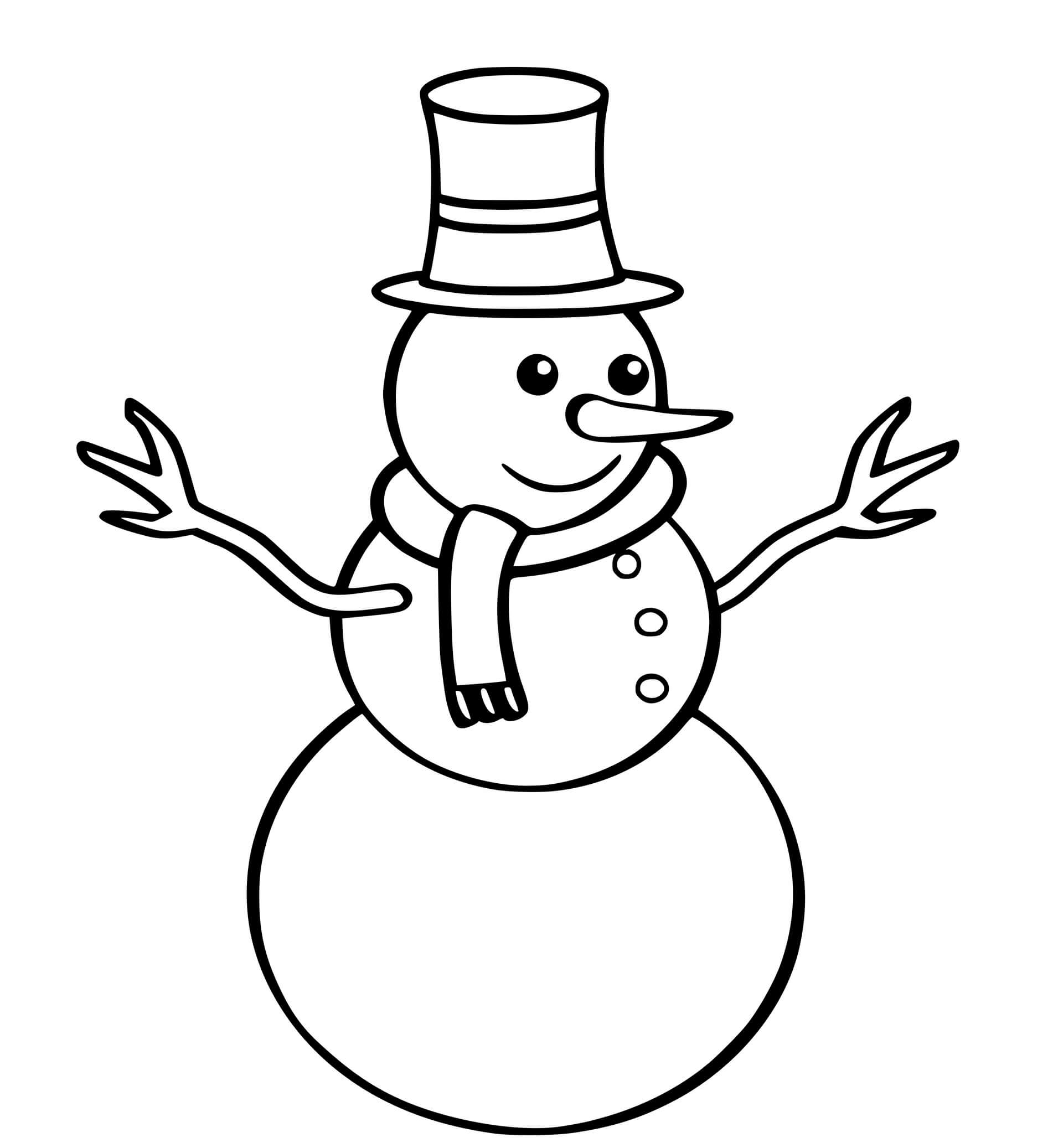 Coloriage Bonhomme De Neige Facile Pour Maternelle - Bonhomme de neige à imprimer
