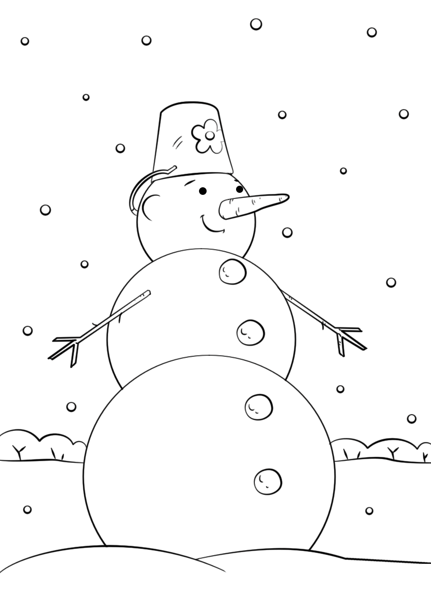 Coloriage Bonhomme de Neige Facile Enfant - Noël à imprimer
