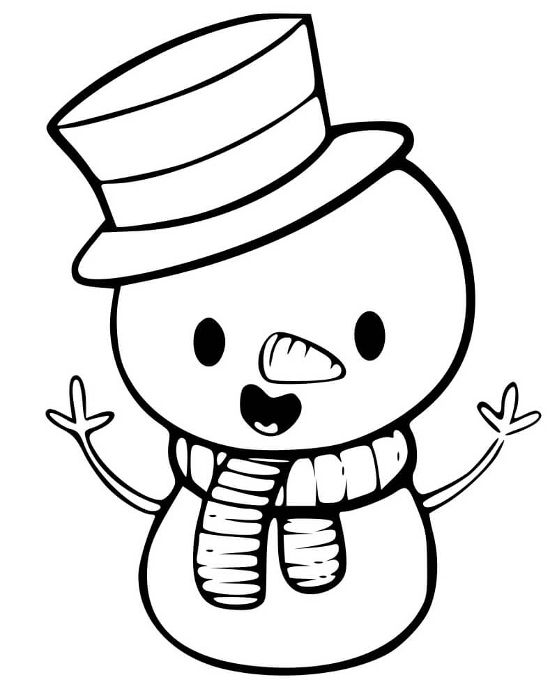 Coloriage Bonhomme De Neige Noël Adorable Mignon - Noël à imprimer
