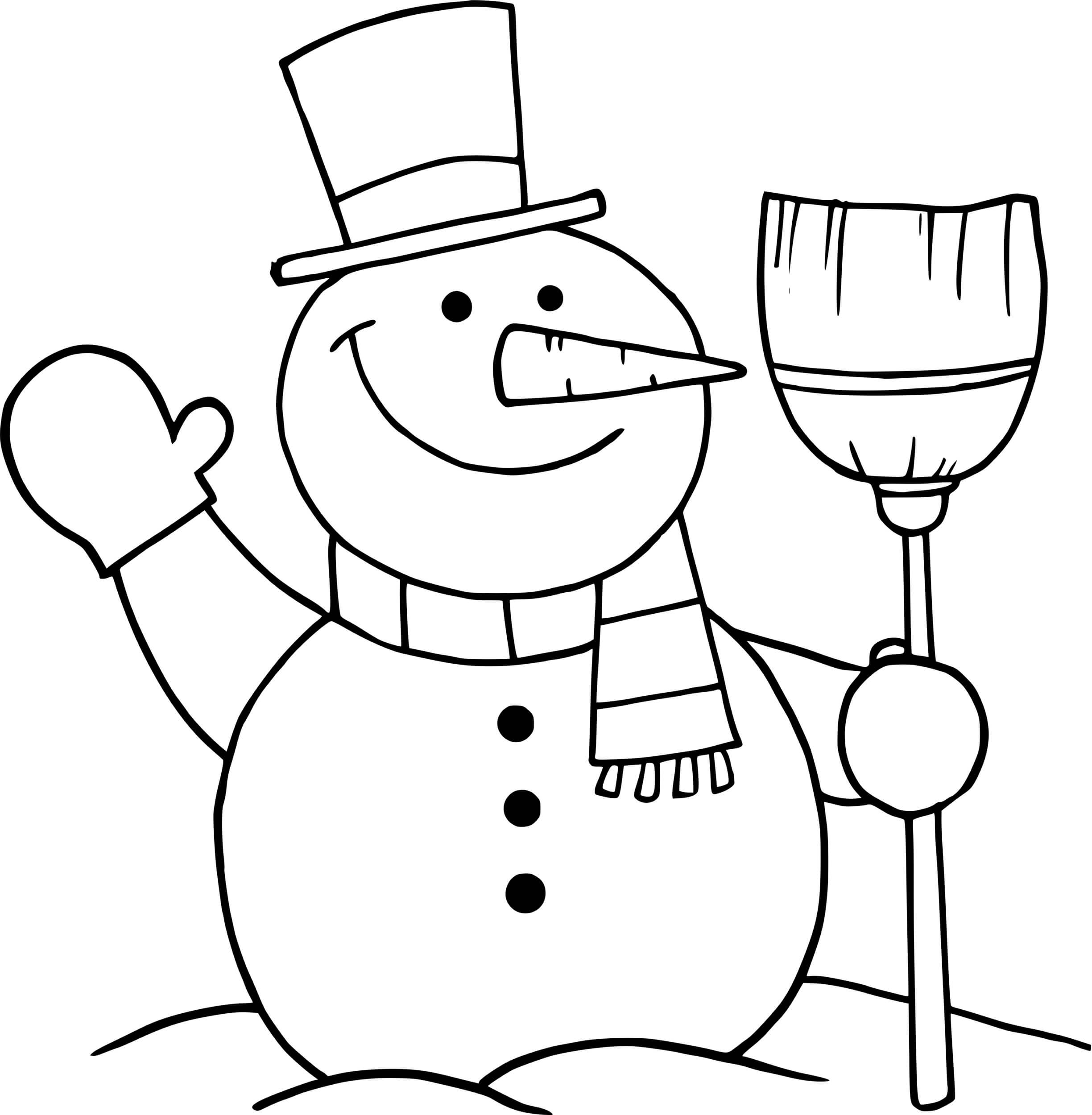Coloriage Bonhomme De Neige Qui Fait Un Coucou - Bonhomme de neige à imprimer