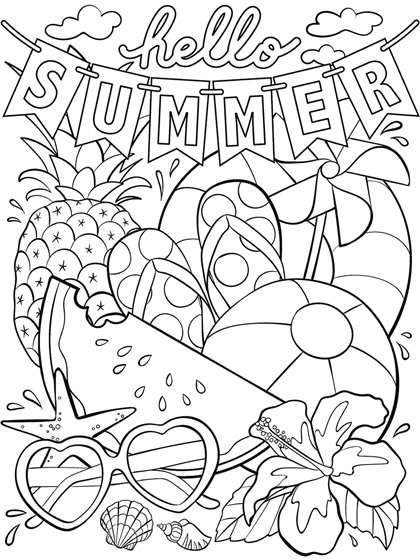 Coloriage Bonjour Été Hello Summer - Crayola à imprimer