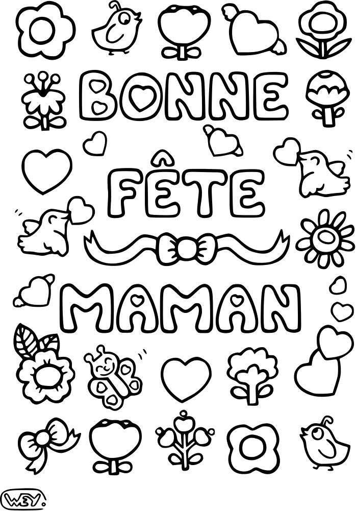 Coloriage Bonne Fête Maman 12 Mai - Fête des mères à imprimer