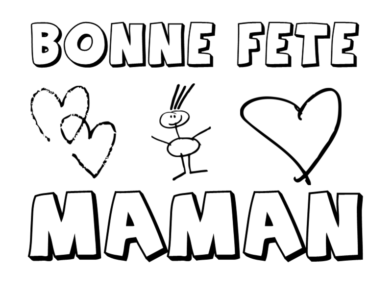 Coloriage Bonne Fête Maman Maternelle - Fête des mères à imprimer