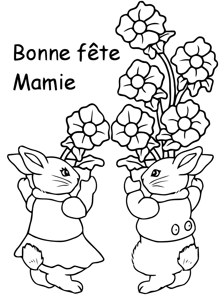 Coloriage Bonne Fête Mamie Fête Grand Mère - Fête des mères à imprimer