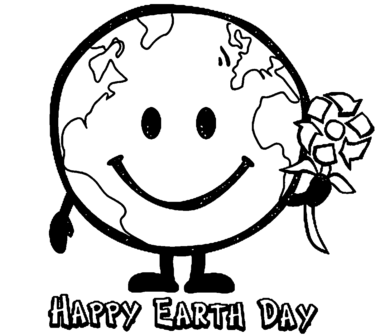 Coloriage Bonne Journée De La Terre Avec Fleur Forme De Recyclage - Jour de la Terre à imprimer