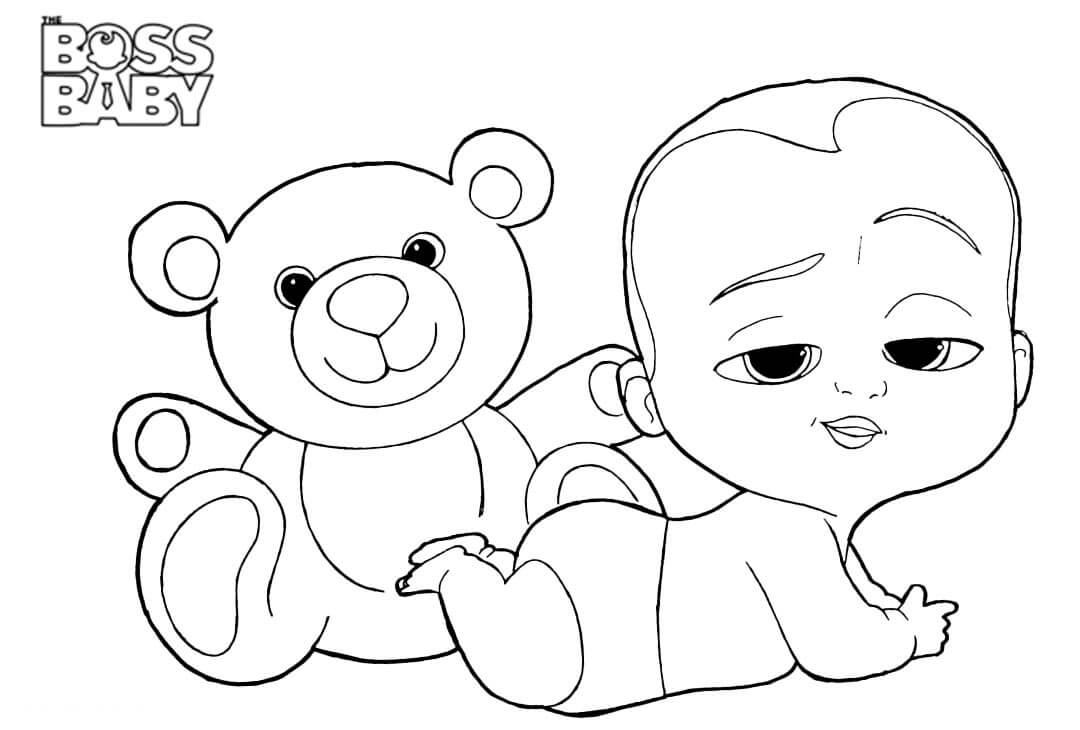 Coloriage Boss Baby And Teddy A4 - Baby boss à imprimer