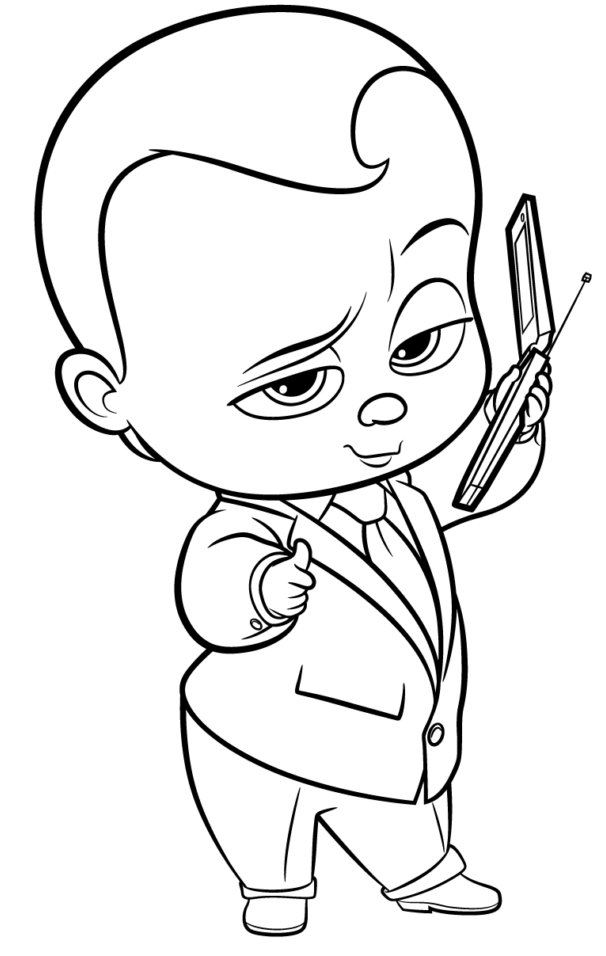 Coloriage Boss Baby Au Téléphone - Baby boss à imprimer