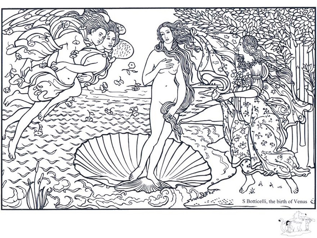 Coloriage Boticelli La Naissance De Venus - Art à imprimer