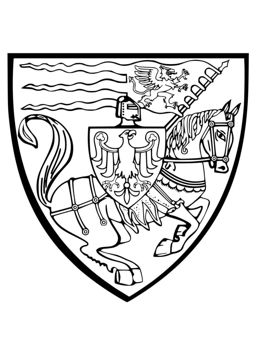 Coloriage Bouclier De Chevalier Avec Motifs - Chevalier à imprimer