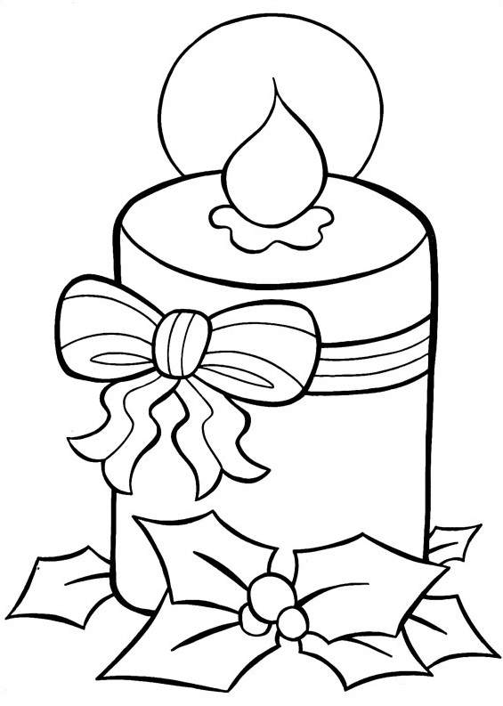 Coloriage Bougie De Noël Simple - Noël à imprimer