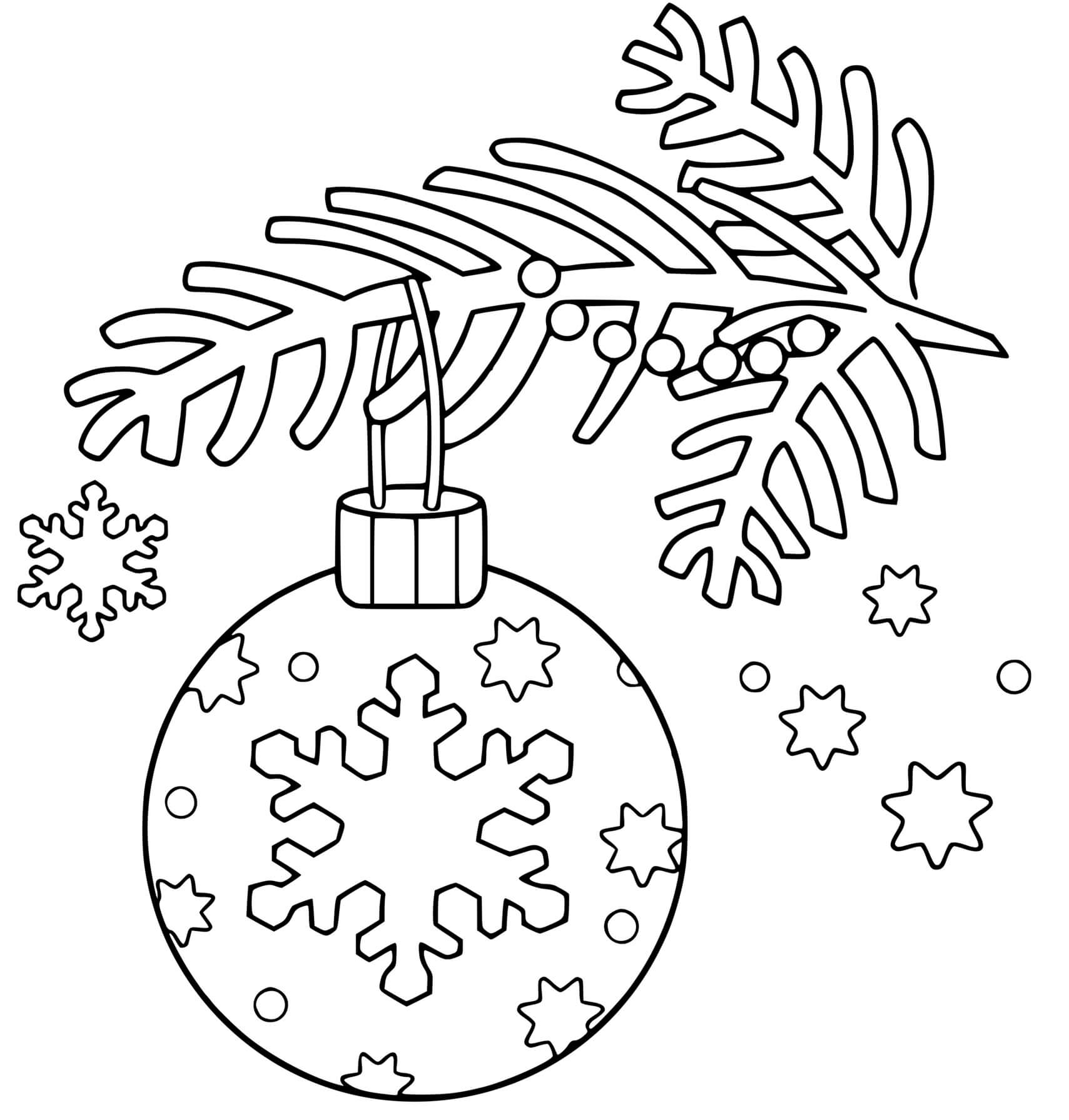 Coloriage Boule De Noël Accrochee Sur Un Sapin - Boule de Noël à imprimer