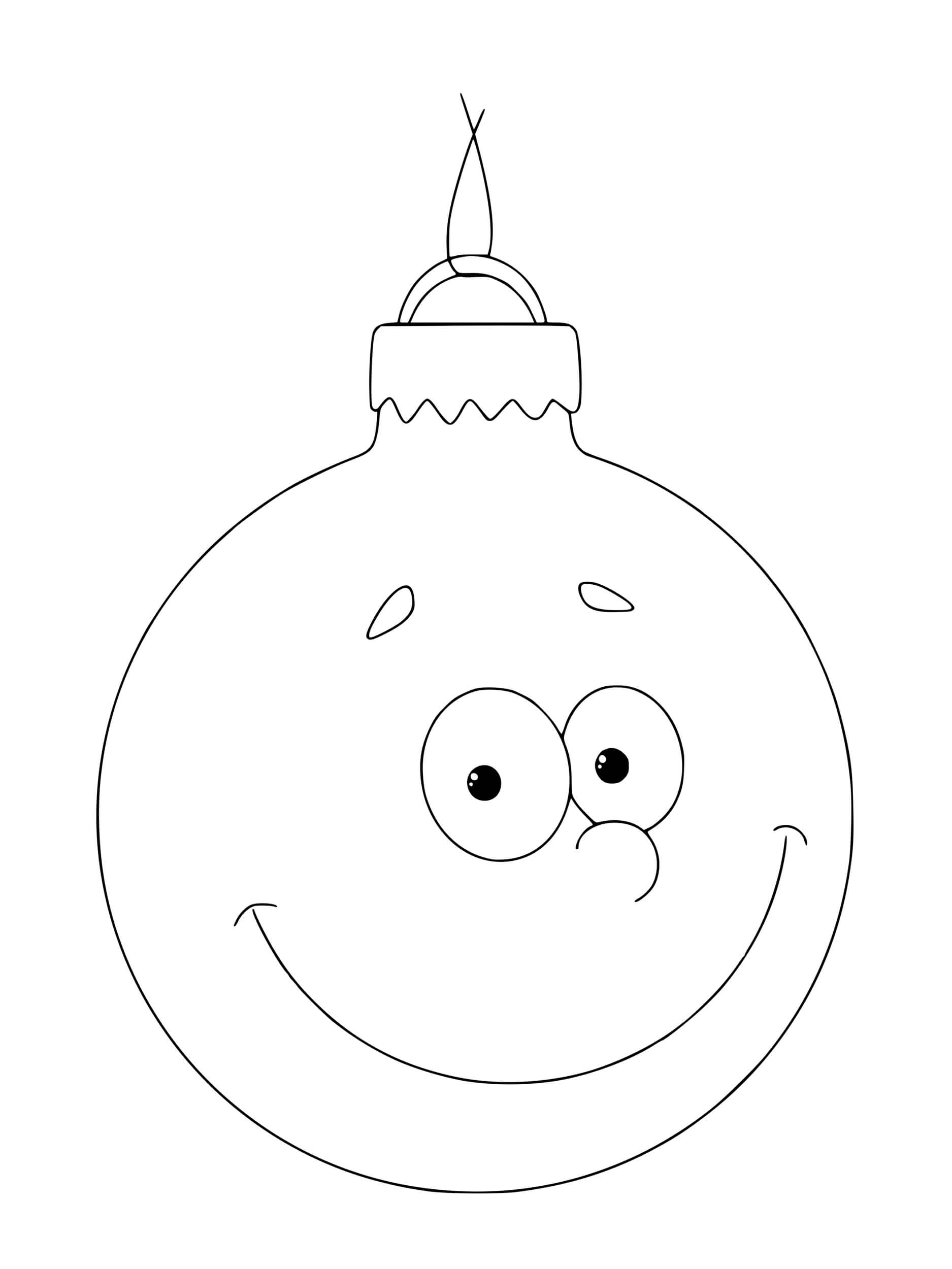 Coloriage Boule De Noël Avec Des Yeux Et Un Sourire - Boule de Noël à imprimer